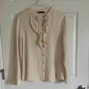 Beautiful Ivory Ruffled Blouse with detail new